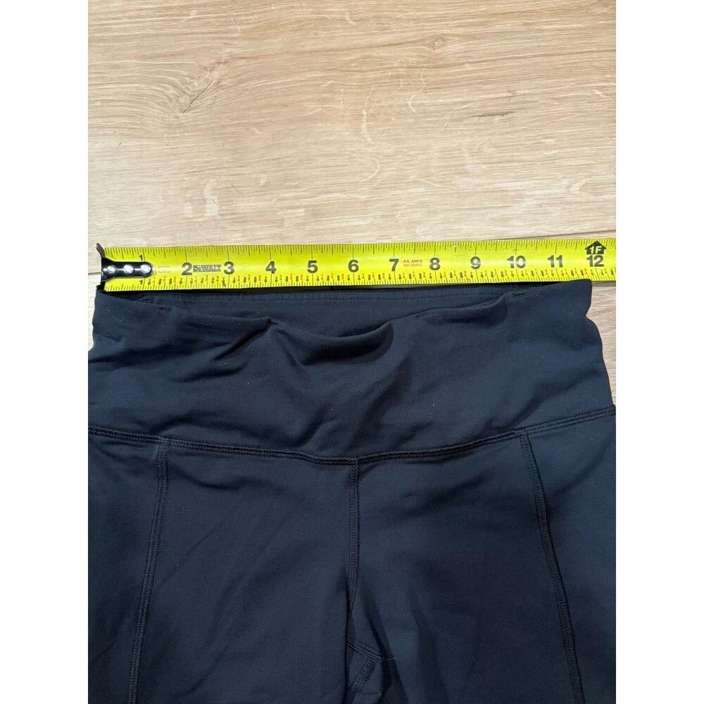 Lululemon Black Run Inspire Crop Leggings Ruched Mesh Size 4 Zipper Pocket Yoga
